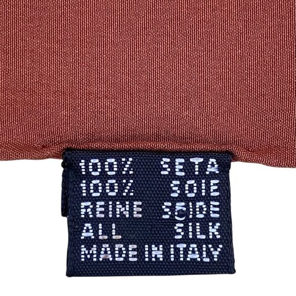 Vintage Errenno 100% Silk Made in Italy Brown Geometric Pattern Scarf - Picture 5 of 6